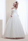 Sweetheart pearl beading floor length wedding dress with big bow on the back
